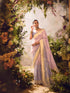 Lilac Zari Weaving Embroidered Border Banarasi Saree