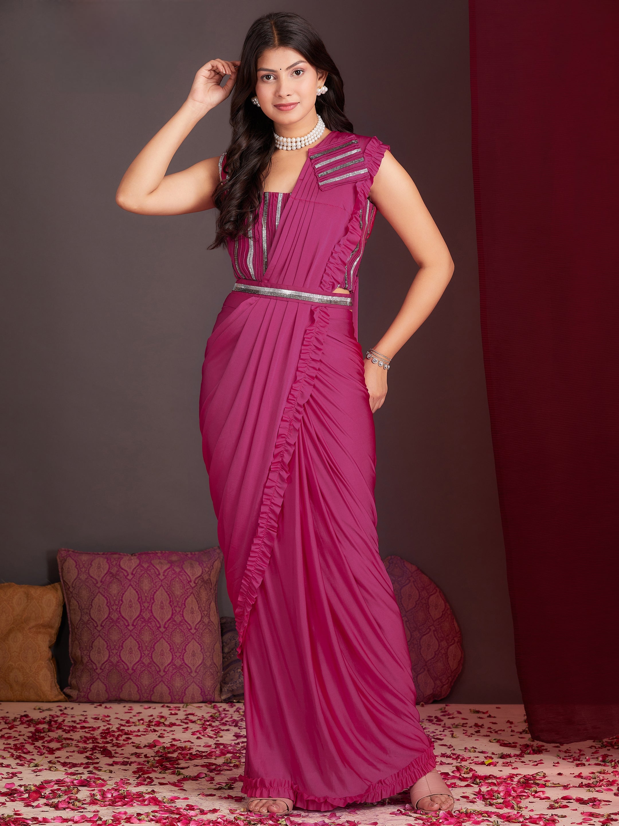 Ready-to-Wear Saree with Embroidered Sequence Designer Blouse