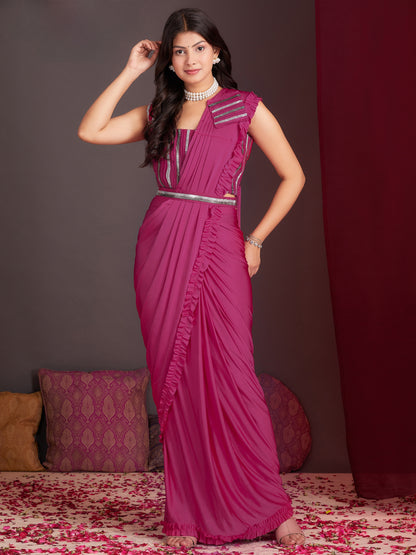 Ready-to-Wear Saree with Embroidered Sequence Designer Blouse