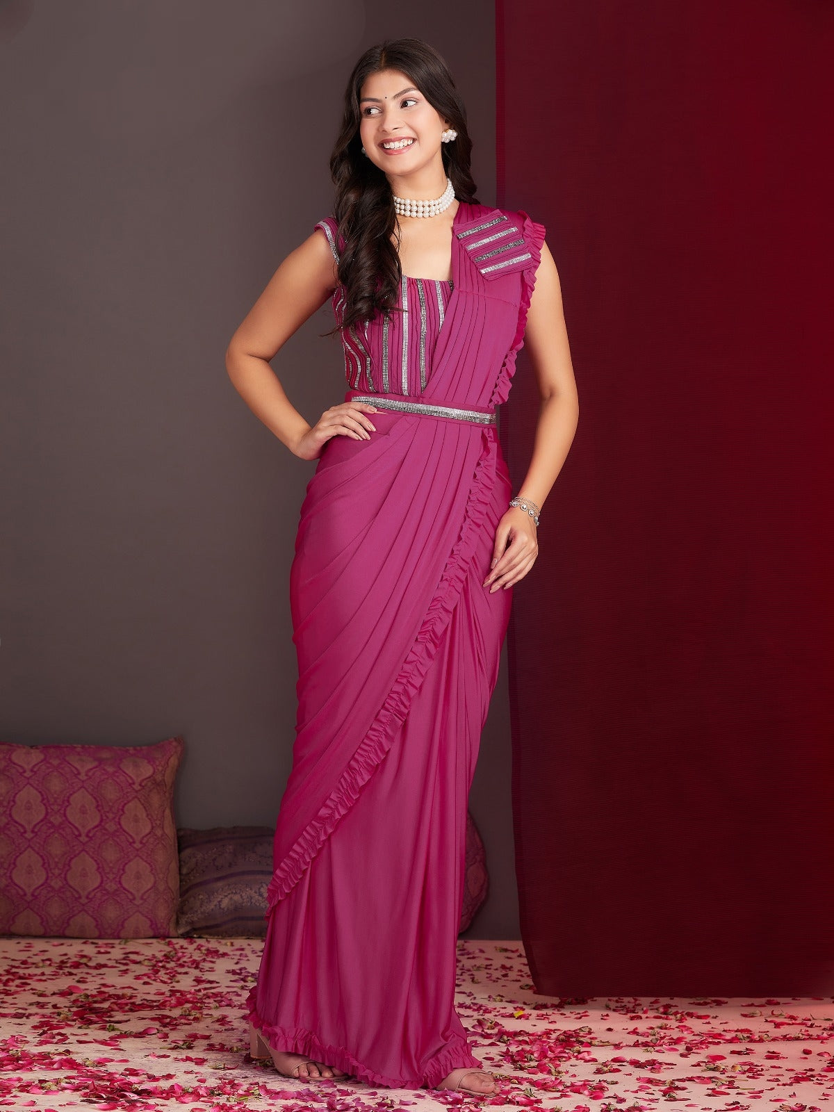 Ready-to-Wear Saree with Embroidered Sequence Designer Blouse