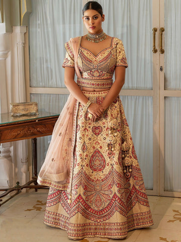 Multicolor Traditional Thread work Wedding Lehenga