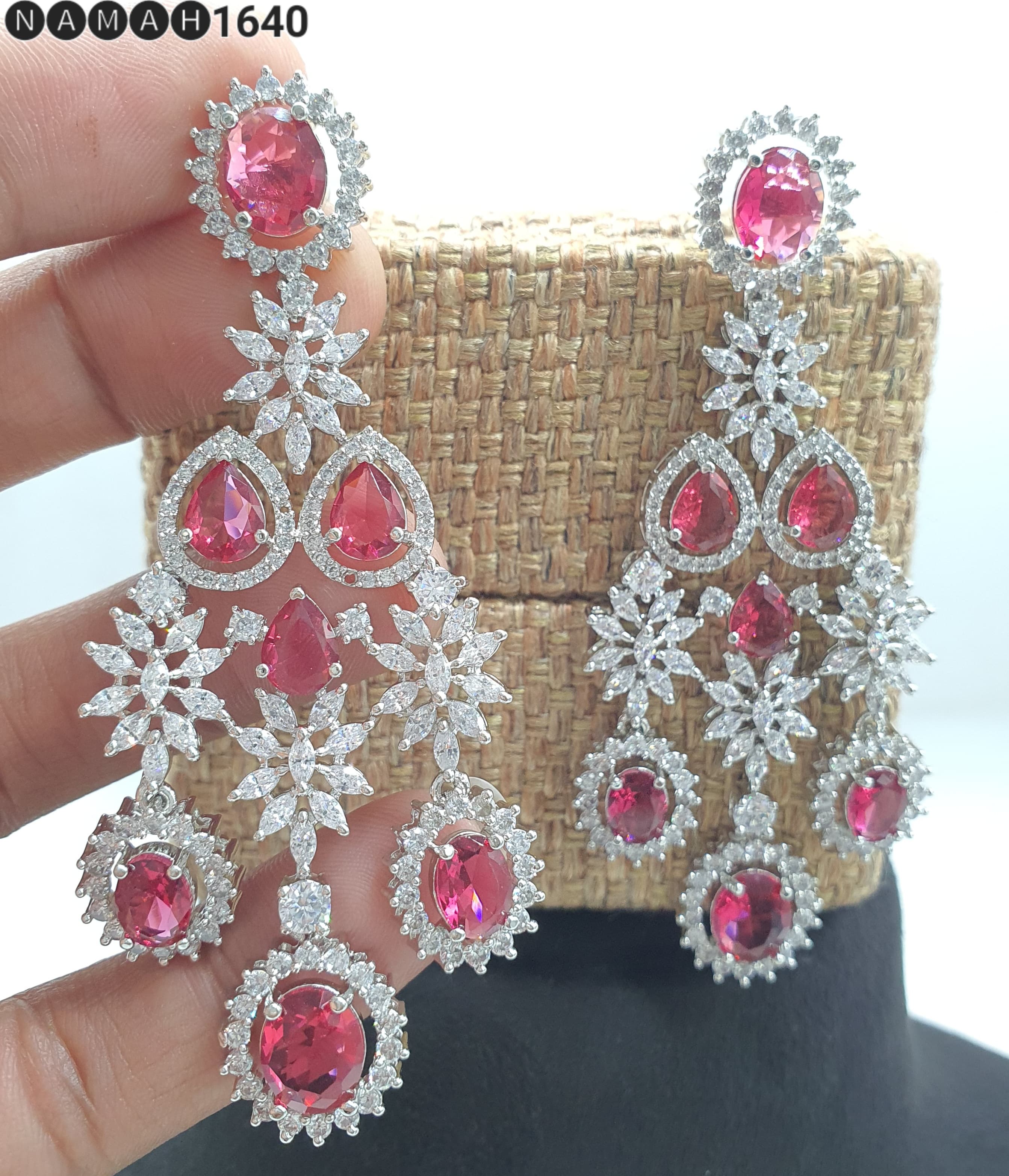 Women's Designer American Diamond Antique Stone Earrings Set