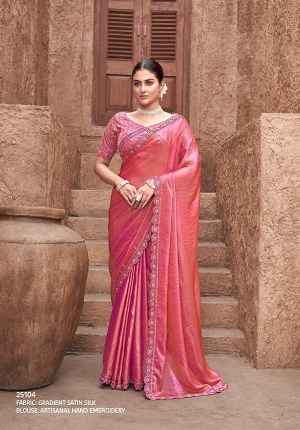 Gajari Gradient Crape Silk Georgette Saree