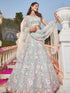 Sea Green Net Bridal Lehenga with Sequins & Zarkan Embroidery