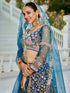 Navy Blue Net Bridal Lehenga with Sequins & Zarkan Work