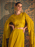 Mustard Yellow Chinon Palazzo Suit with Embroidery