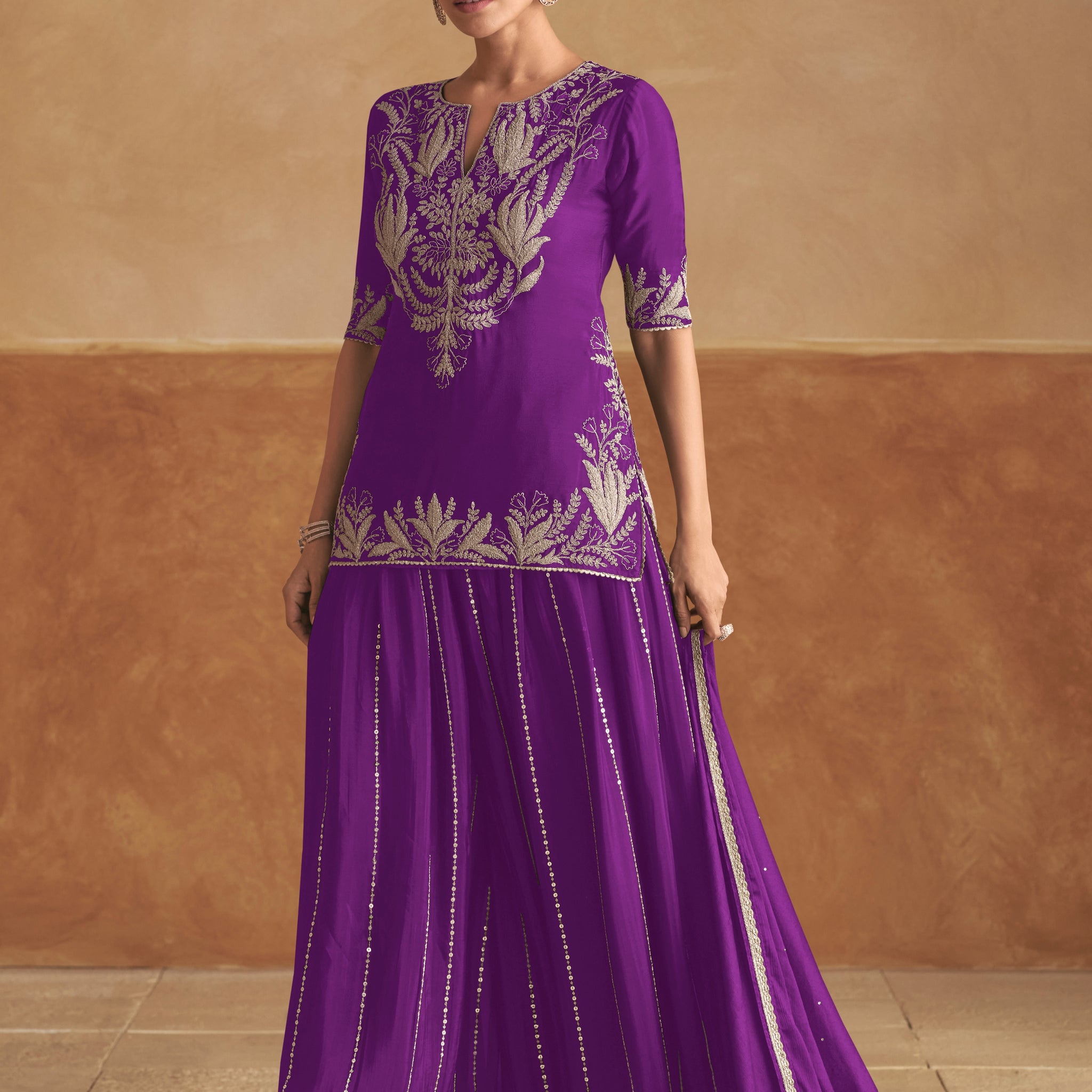 Royal Purple Real Chinon Palazzo Suit
