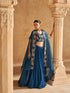 Royal Blue Chinon Silk Jacket Style Lehenga