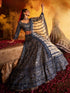 Navy Blue Heavy Mirror Work Embroidered Bridal Lehenga