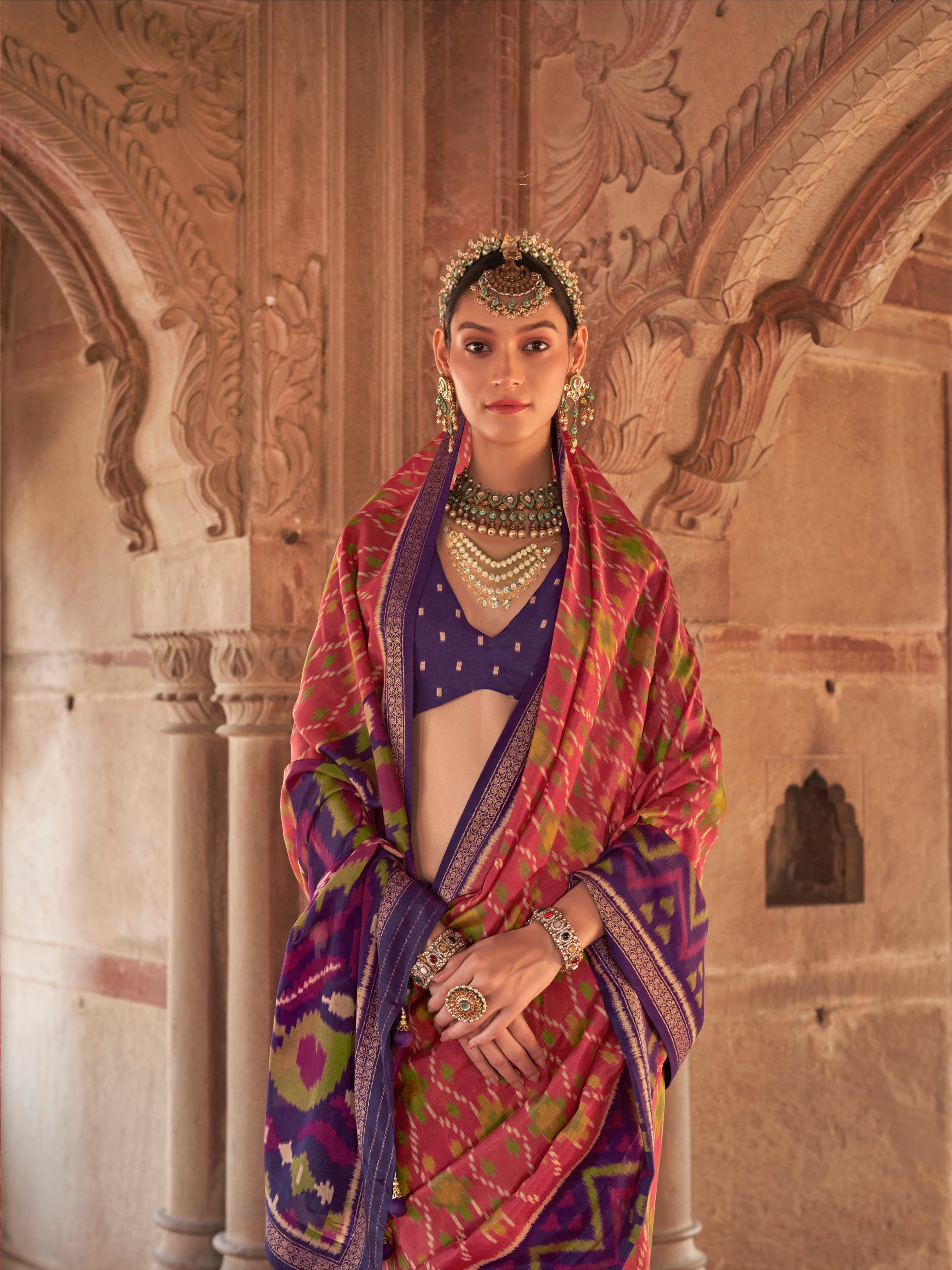 Royal Purple & Gold Designer Patola Silk Saree