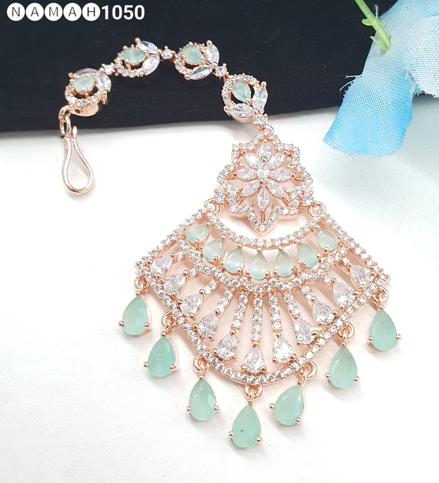 Wedding Special American Diamond Antique Stone Tikka Jewellery