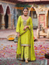 Lime Green Heavy Chinnon Embroidered Palazzo Suit