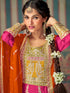 Mustard & Orange Heavy Chinon Silk Palazzo Suit