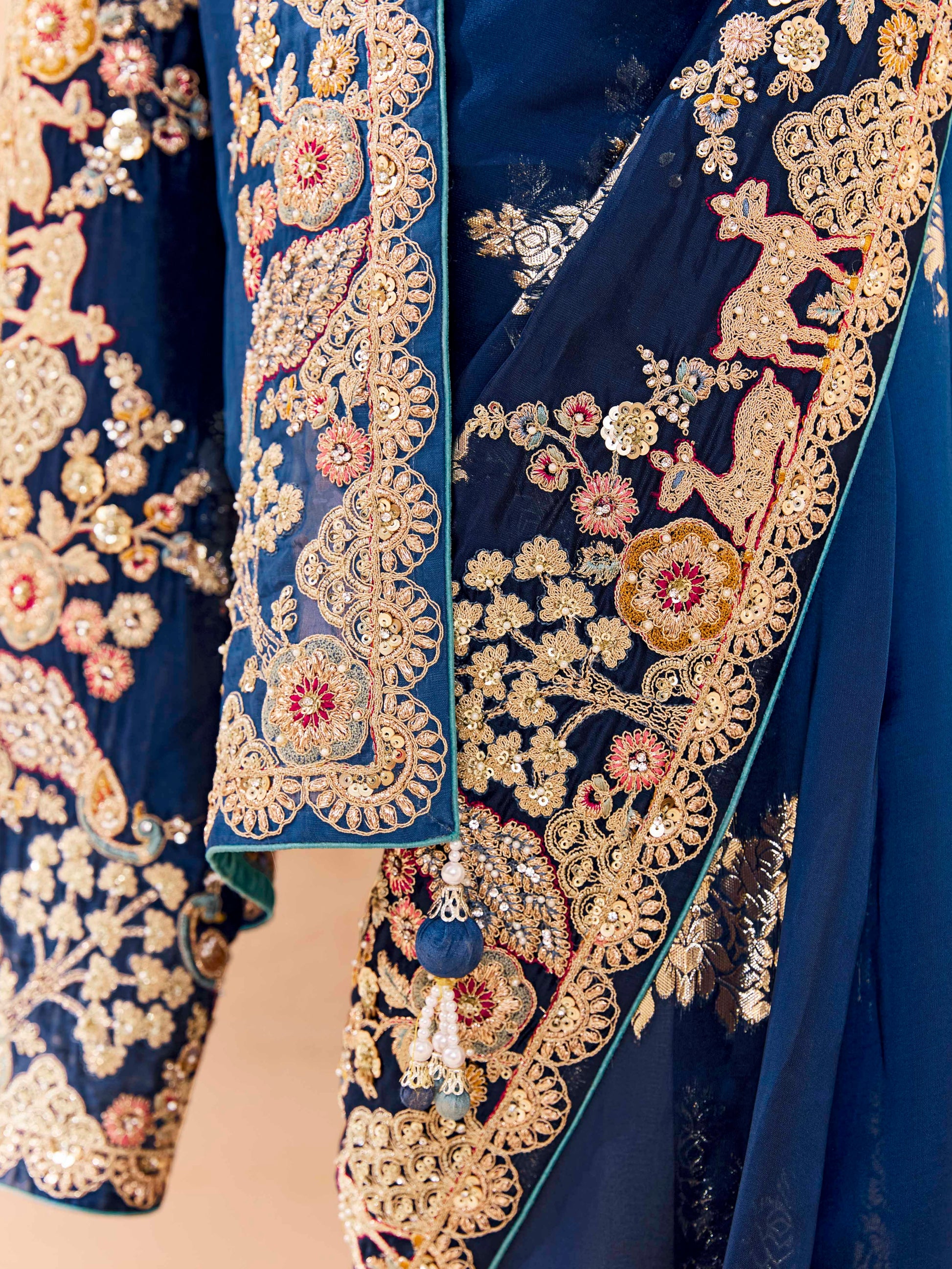 Rich Blue Viscose Bemberg Designer Saree
