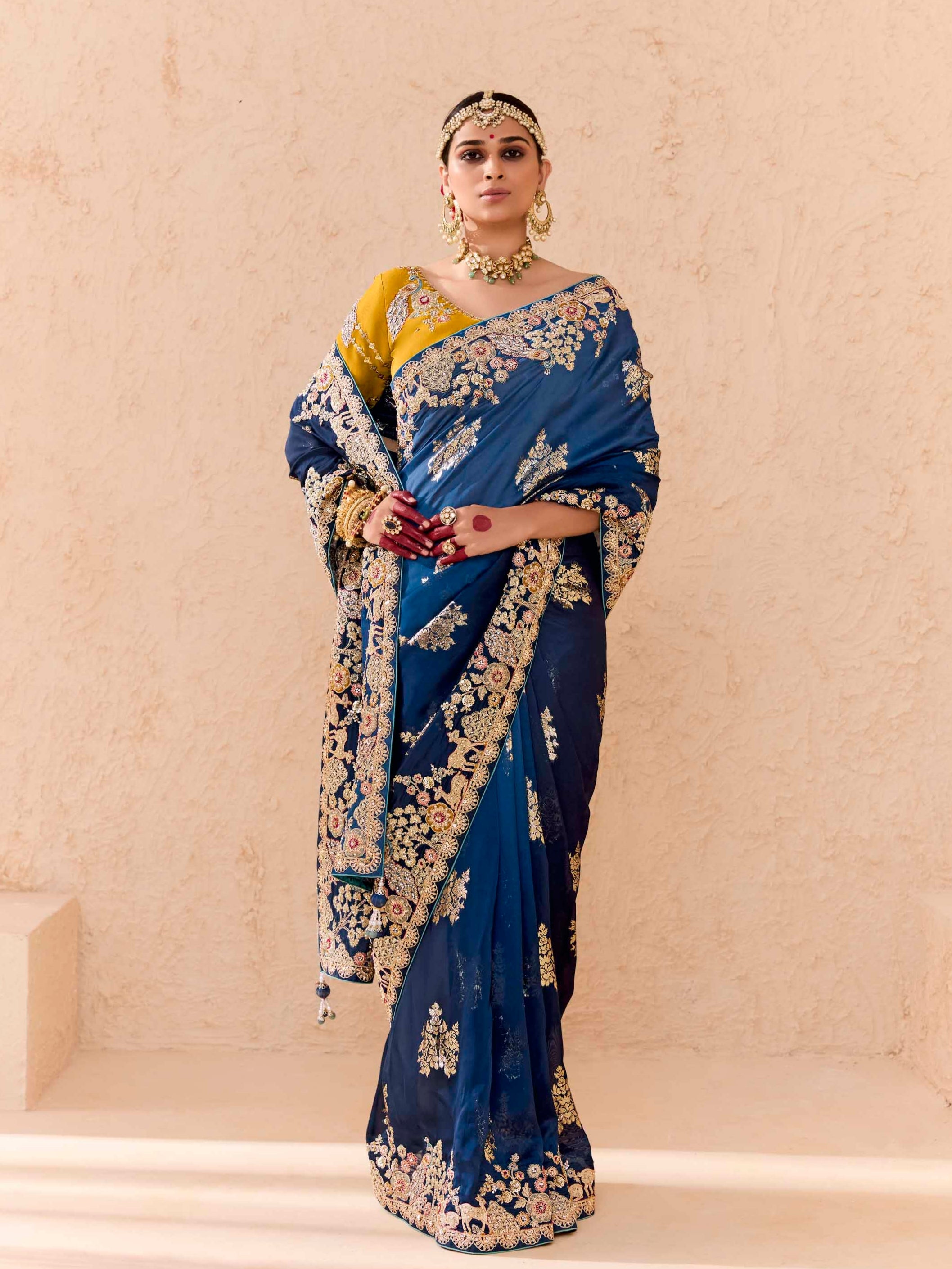 Rich Blue Viscose Bemberg Designer Saree