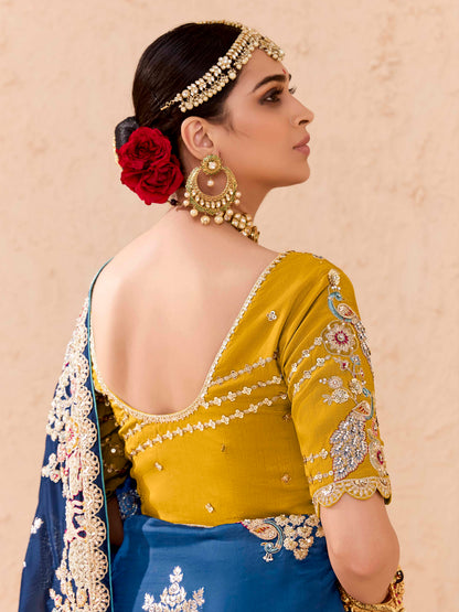 Rich Blue Viscose Bemberg Designer Saree