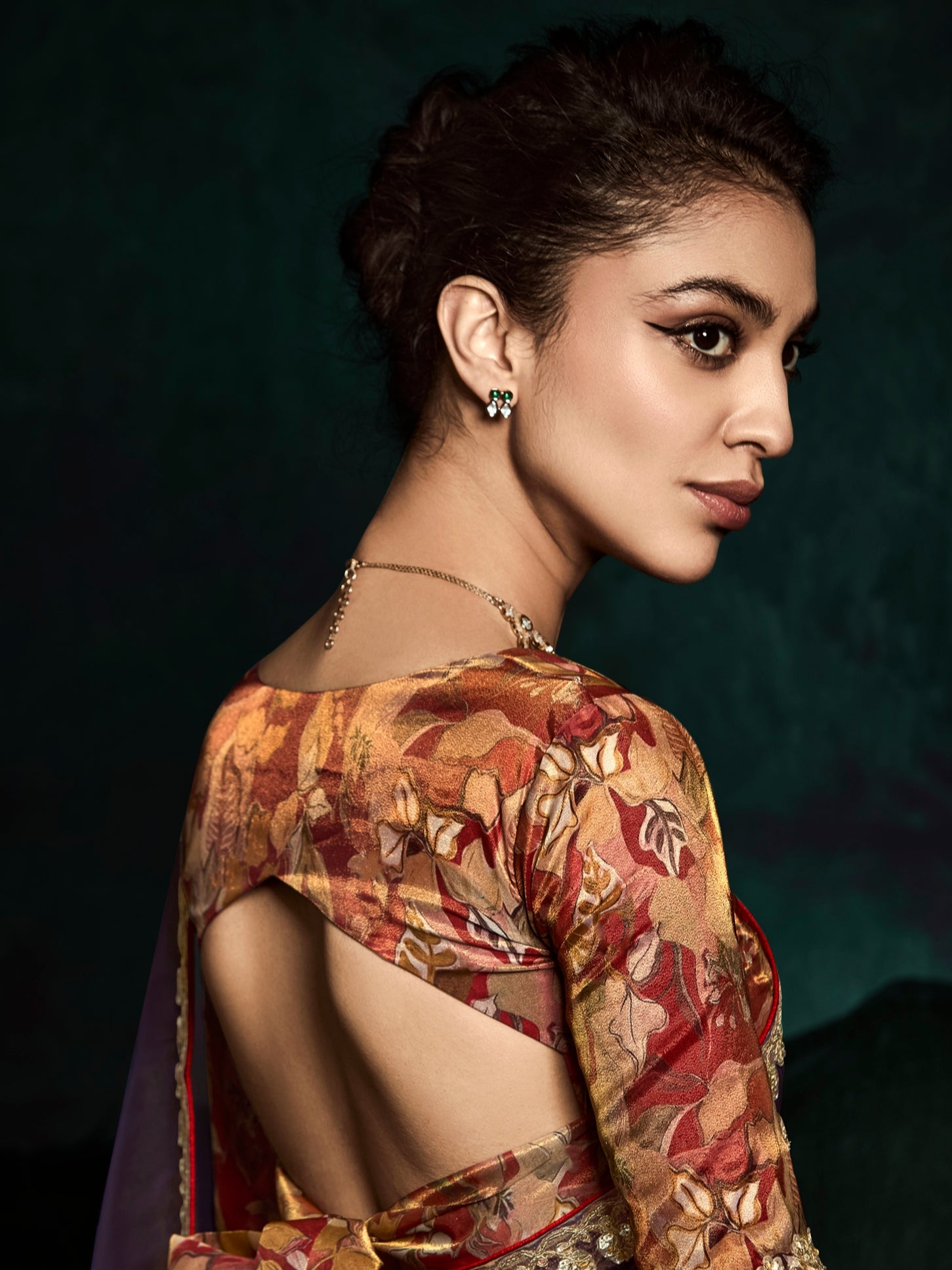 Brown Designer Saree with Sequin &amp; Thread Embroidery