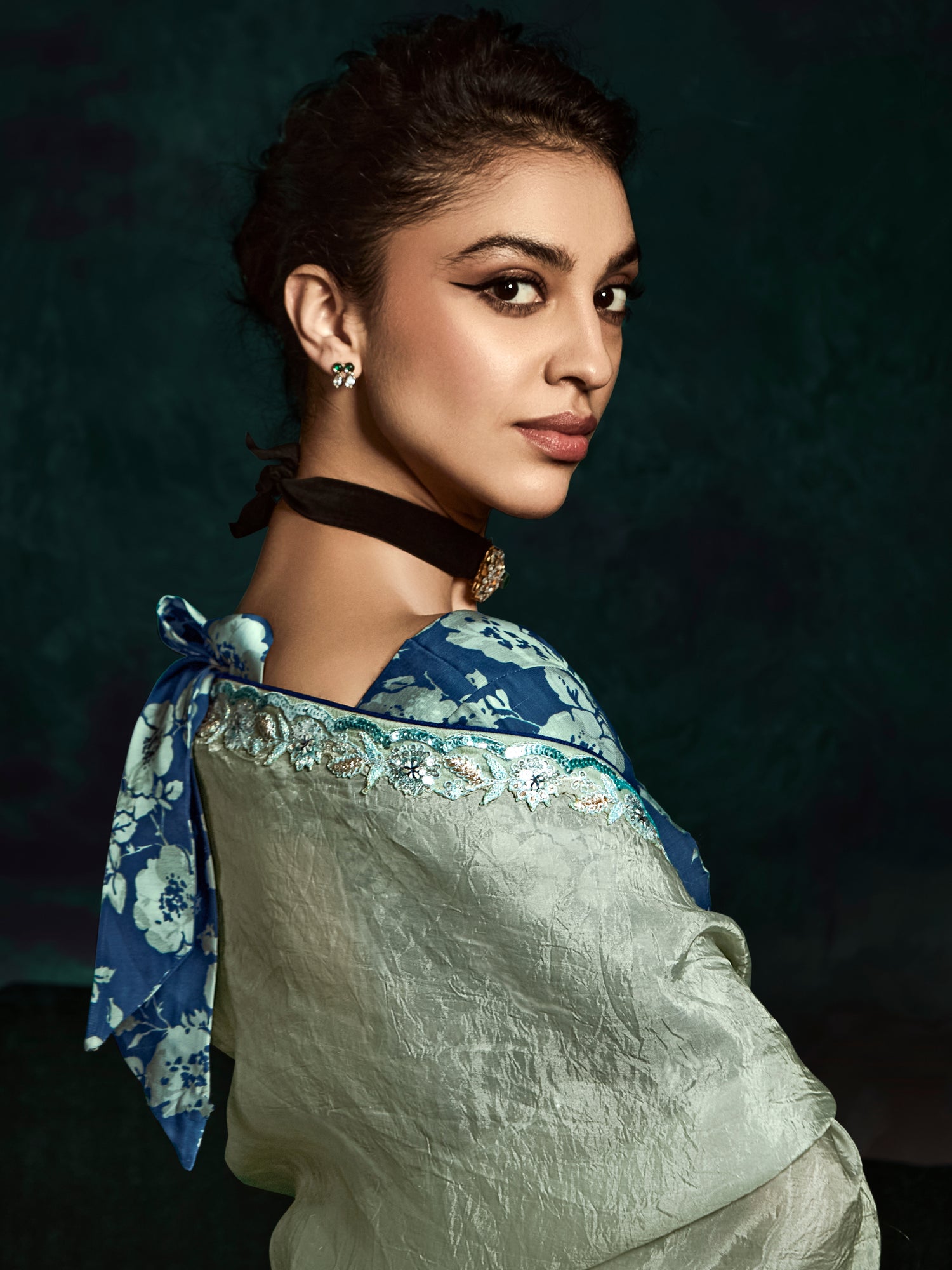 Light Mint Green Designer Saree with Sequin &amp; Thread Work
