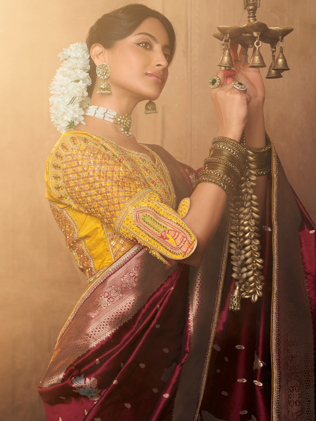 Maroon Banarasi Silk Saree with Rich Weaving &amp; Zari Work