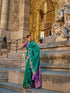 Green Kanchipuram Silk Saree with Purple Contrast Pallu