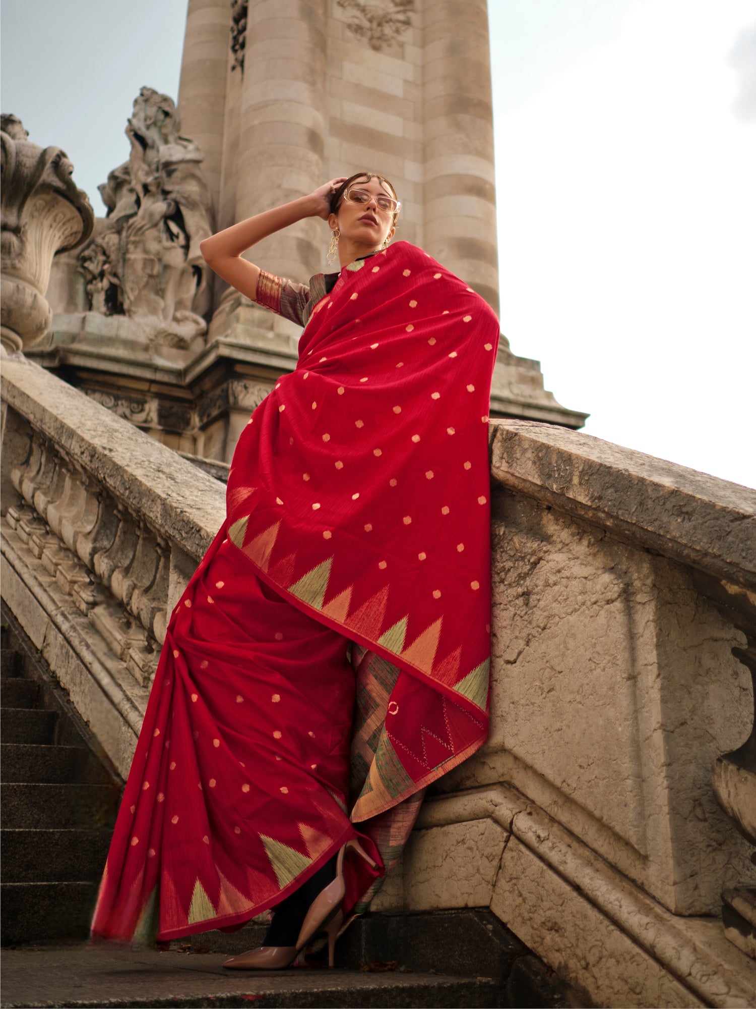Maroon &amp; Gold Kanchipuram Silk Saree with Intricate Zari Border