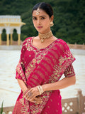 Wine Red Banarasi Silk Saree with Golden Zari Weaving