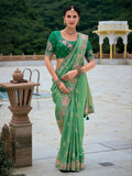 Pastel Green Banarasi Silk Saree with Floral Zari Weaving