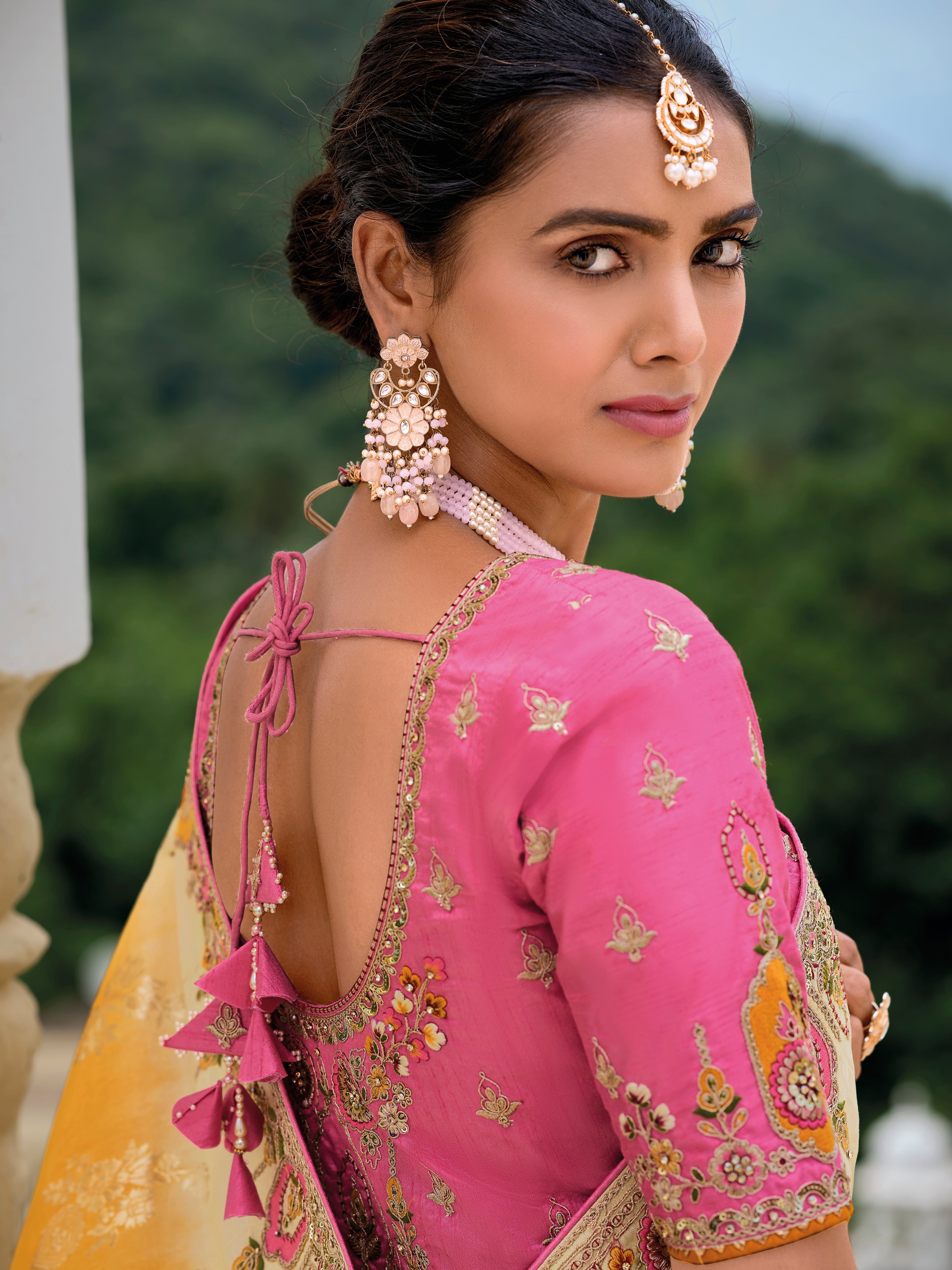 Yellow Banarasi Silk Saree with Heavy Zari Pallu