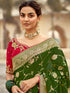 Bottle Green Banarasi Weaving Dola Silk Wedding Saree