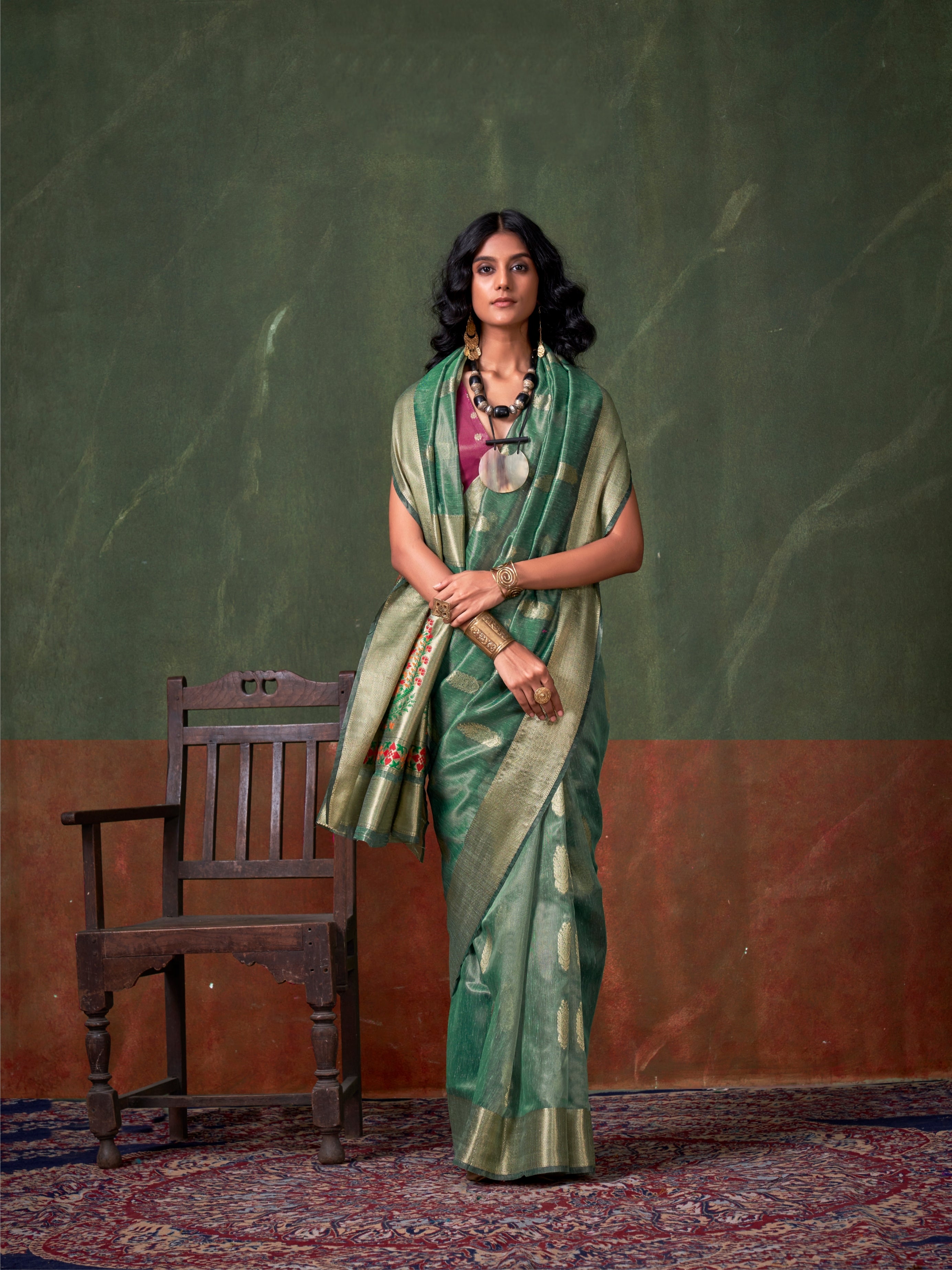 Pastel Green Paithani Zari Tissue Silk Saree