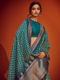 Royal Blue & Teal Green Designer Viscose Saree