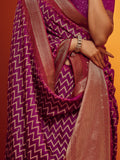 Majestic Purple & Gold Designer Viscose Saree
