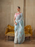 Powder Blue Fancy Tissue Saree with Floral Embroidery