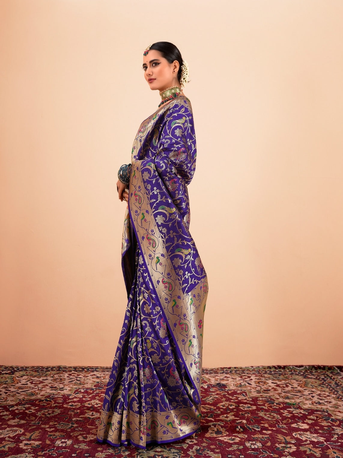 Royal Blue Paithani Silk Saree with Intricate Weaving