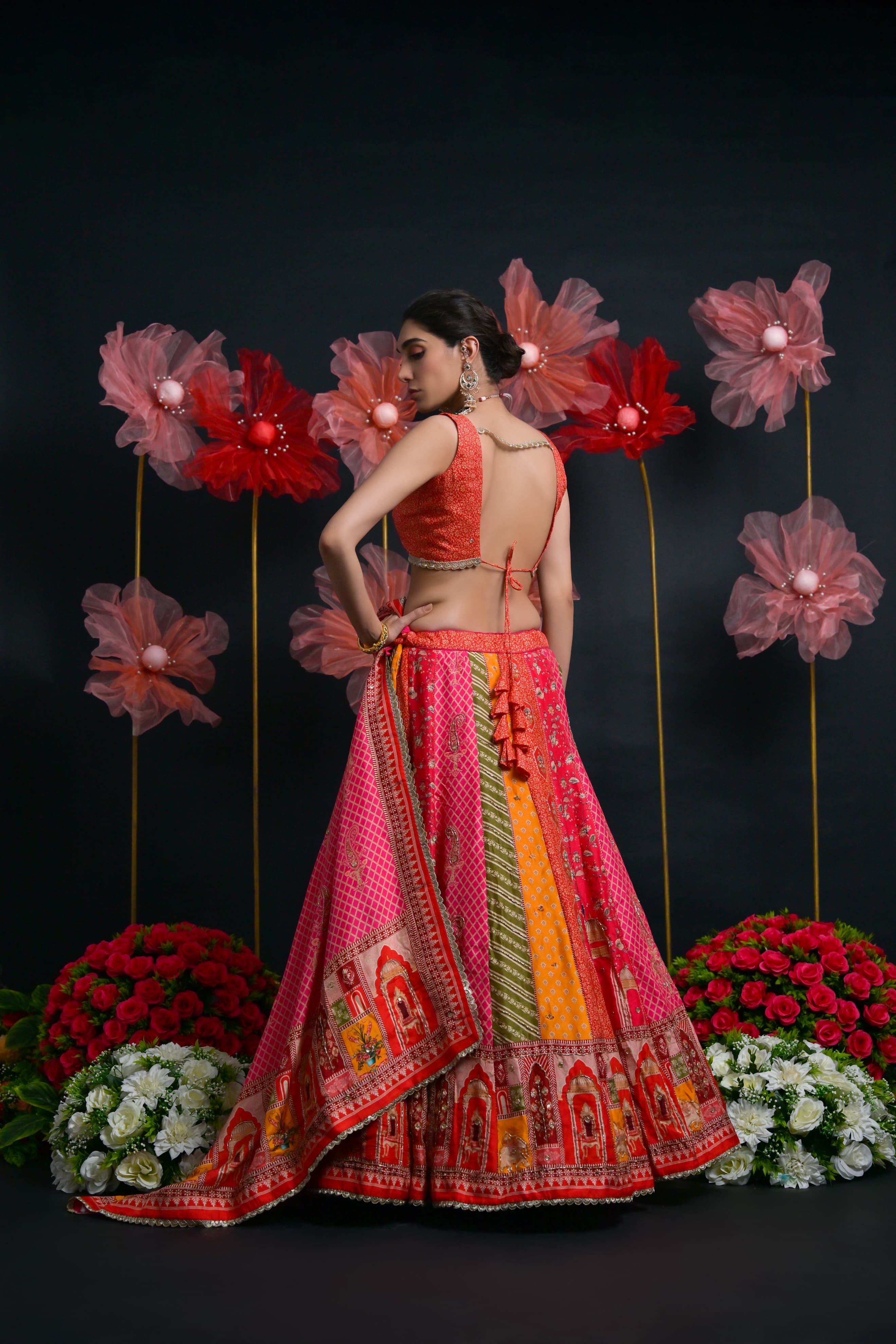 Rani Pink Heavy Embroidered Lehenga with Gota Patti Work
