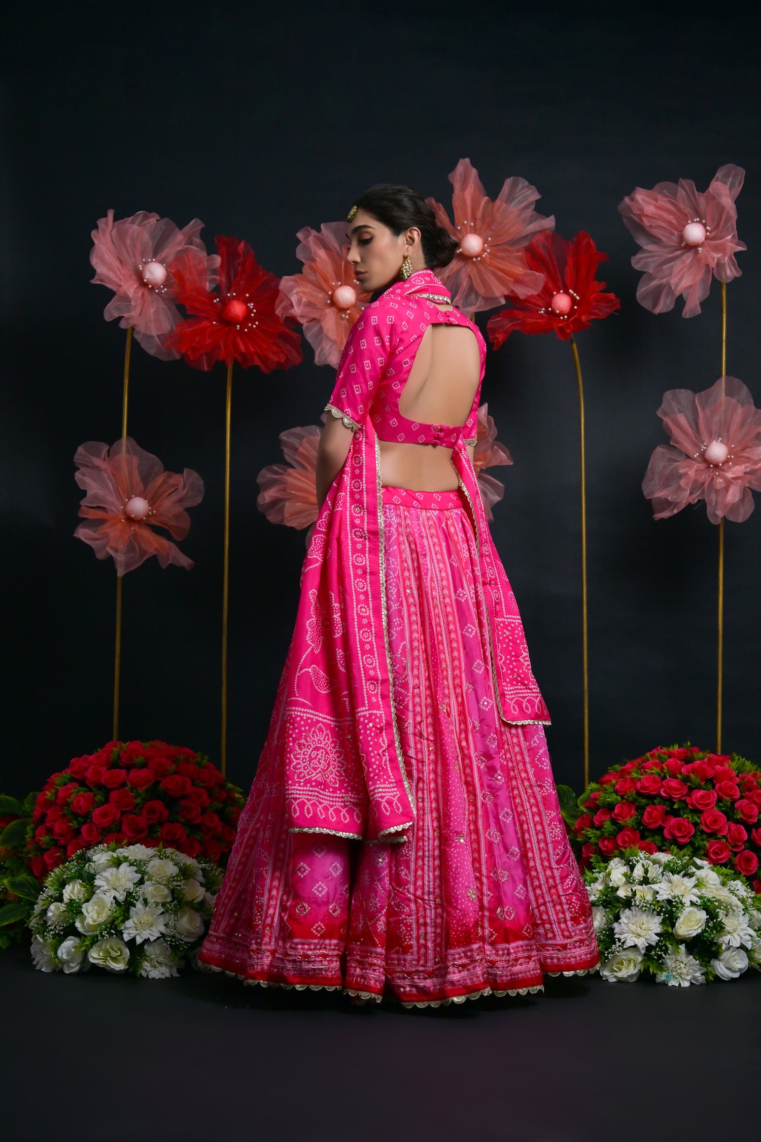 Bright Pink Royal Bridal Lehenga with Zardosi &amp; Sequence Work