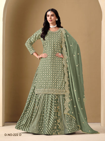 Teal Green Pure Soft Art Silk Long Floor Length Embroidered Work Readymade Gown