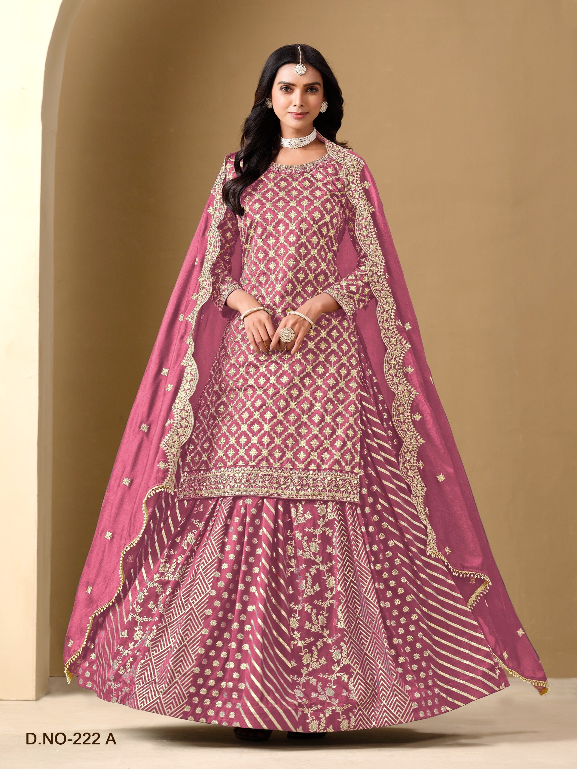 Rani Pink Pure Soft Art Silk Long Floor Length Embroidered Work Readymade Gown