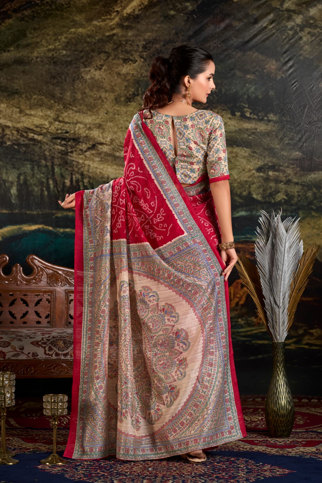 Madhubani Bandhej Print Saree