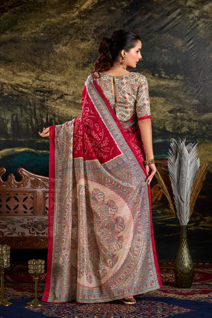 Madhubani Bandhej Print Saree