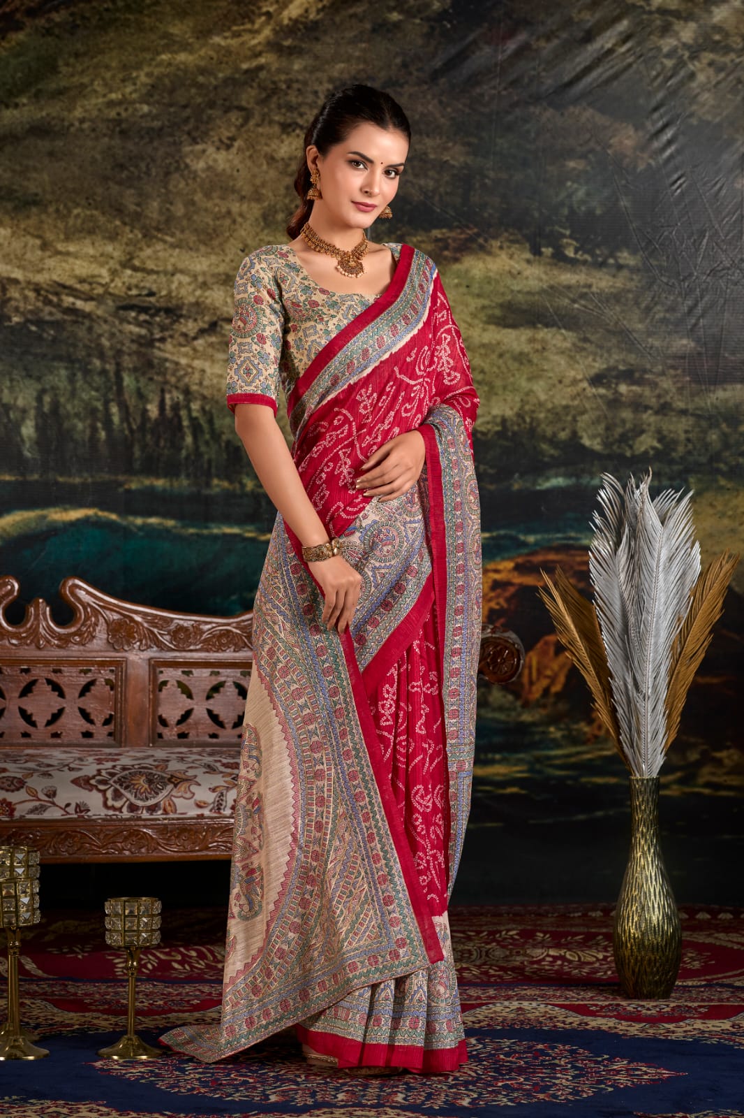 Madhubani Bandhej Print Saree