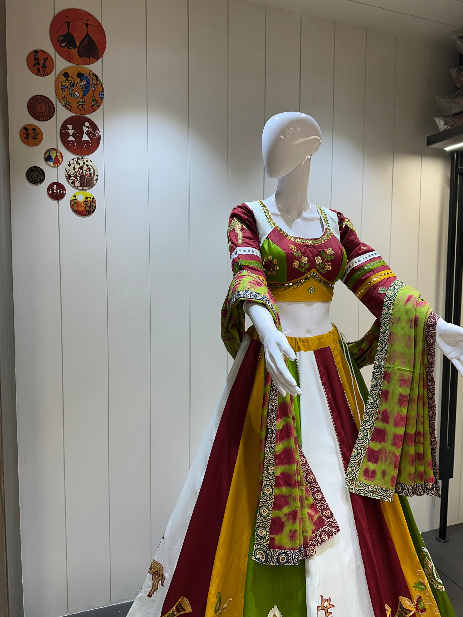 Cotton Chaniya Choli with Heavy Flair and Hand Embroidery

