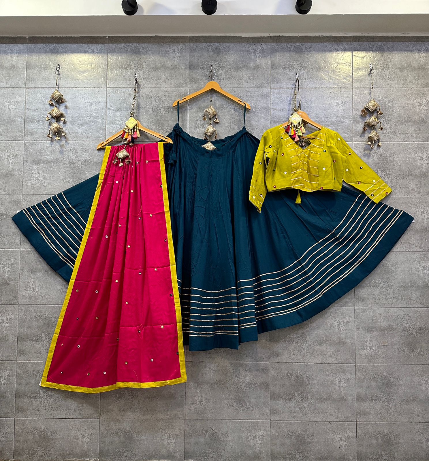 Dark teal traditional chaniya choli