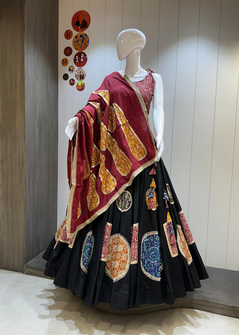 Black cotton chaniya choli for Garba nights