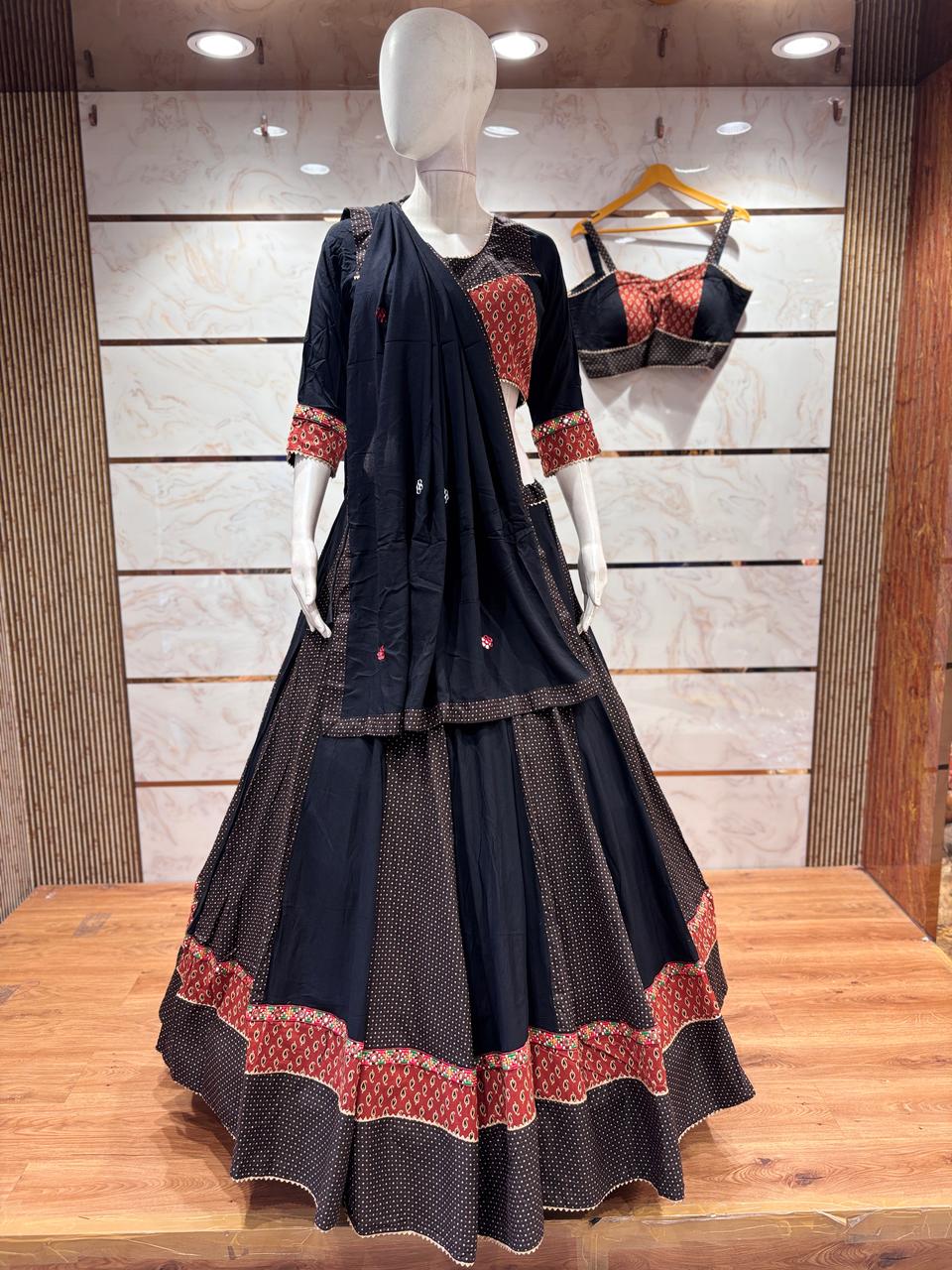 Black and red border chaniya choli