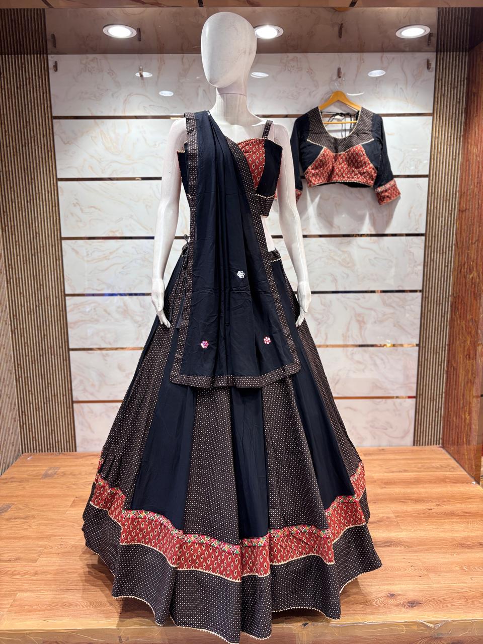 Designer black chaniya choli with dupatta