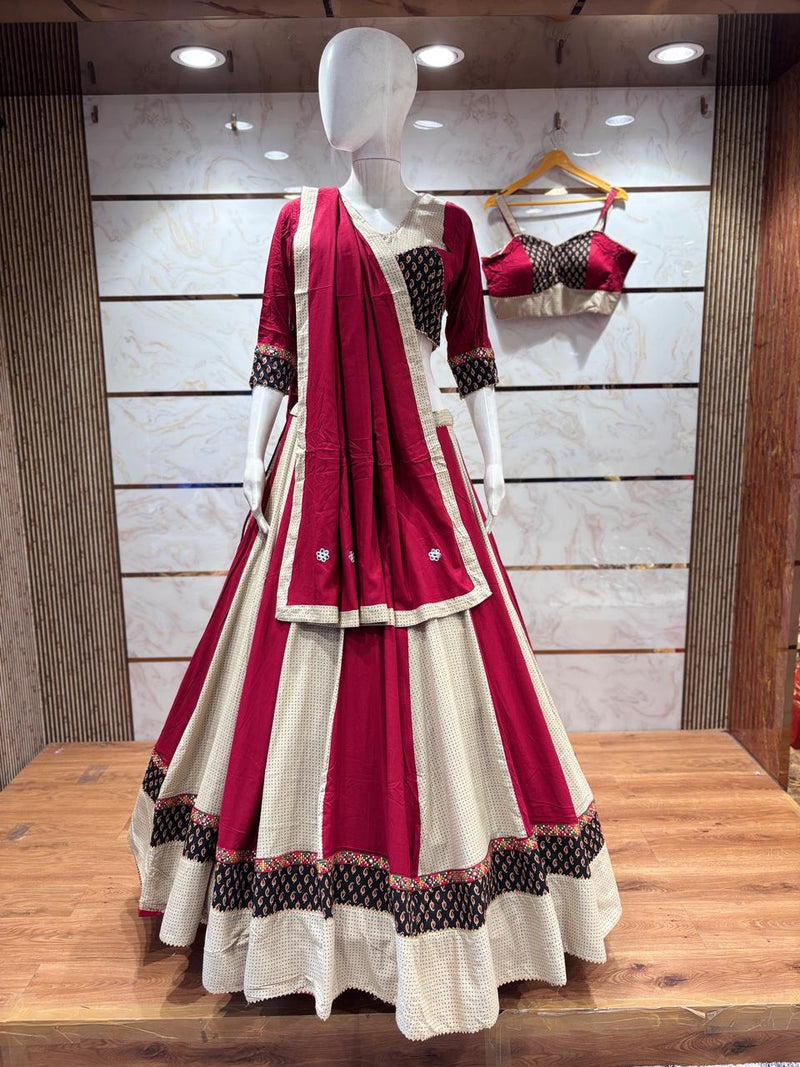 Pink and white chaniya choli full set