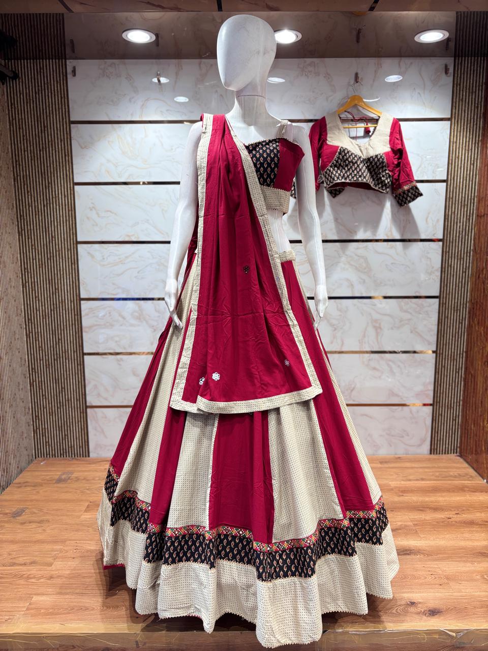 Pink and white chaniya choli full set