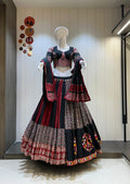 Black Maroon Ajrakh Print Chaniya Choli for Navratri