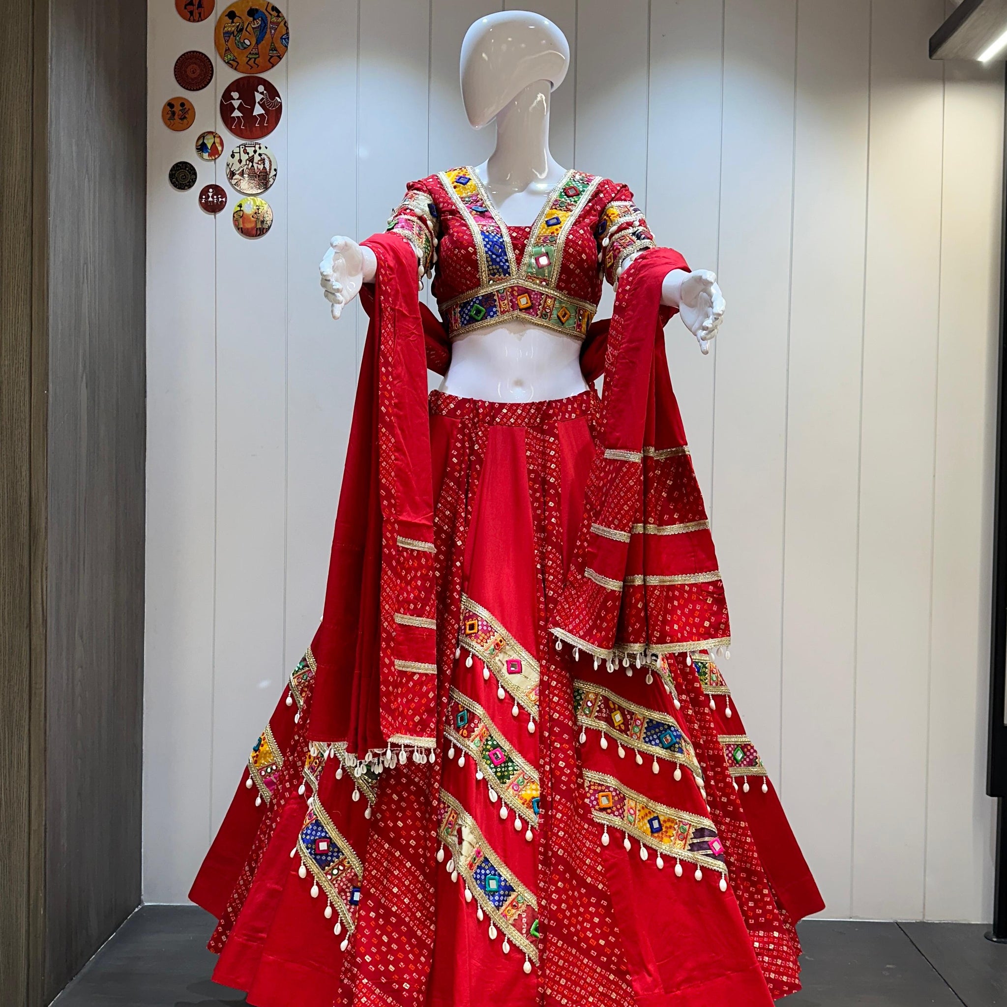 Red Bandhani Chaniya Choli in usa